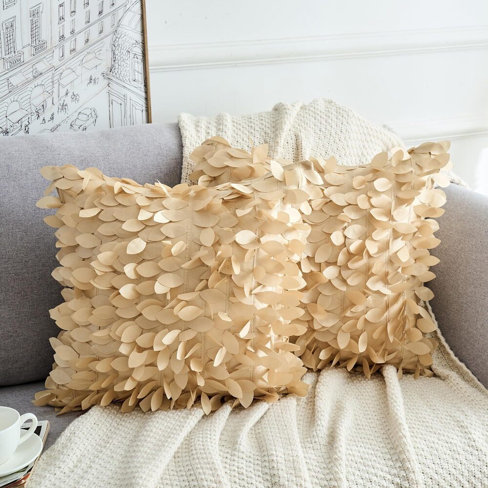 6353 3D Decorative Throw Pillow Covers, Satin Solid Square Pillowcase